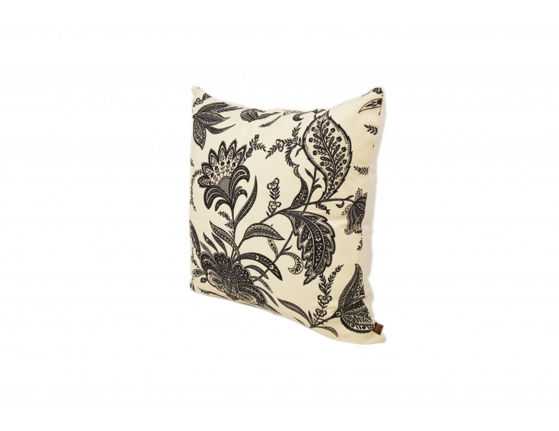 Cushion Cover - Black Floral on White
