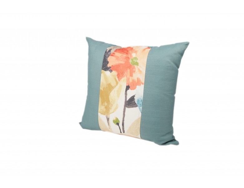 Cushion Cover - Blue W/ Floral Sleeve