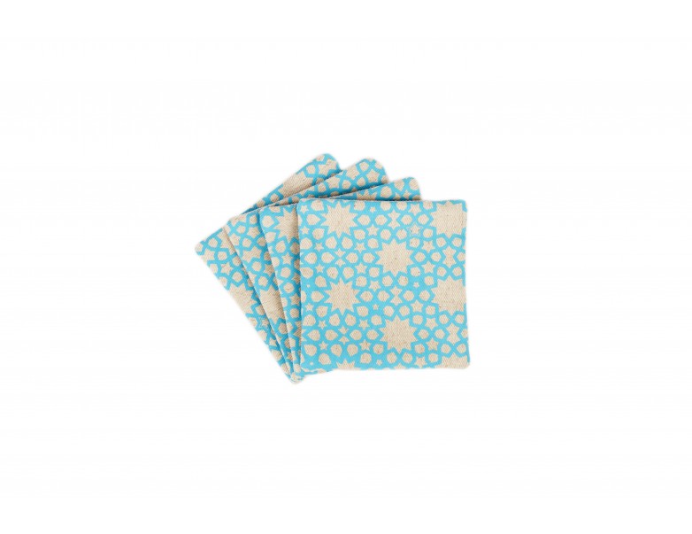 Coasters - Blue W/ Grey Flower