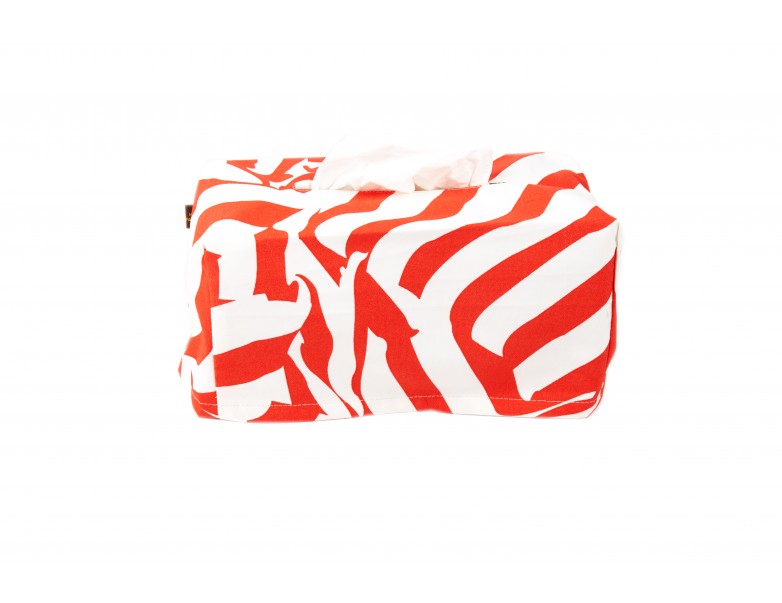 Tissue Box Cover Pullover - Red W/ White Stripes