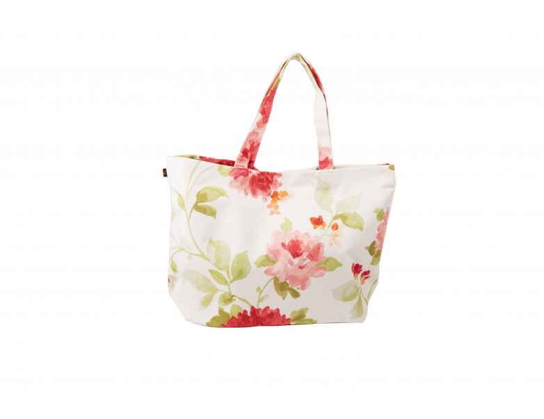 Shopping Bag - White W/ Pink Floral