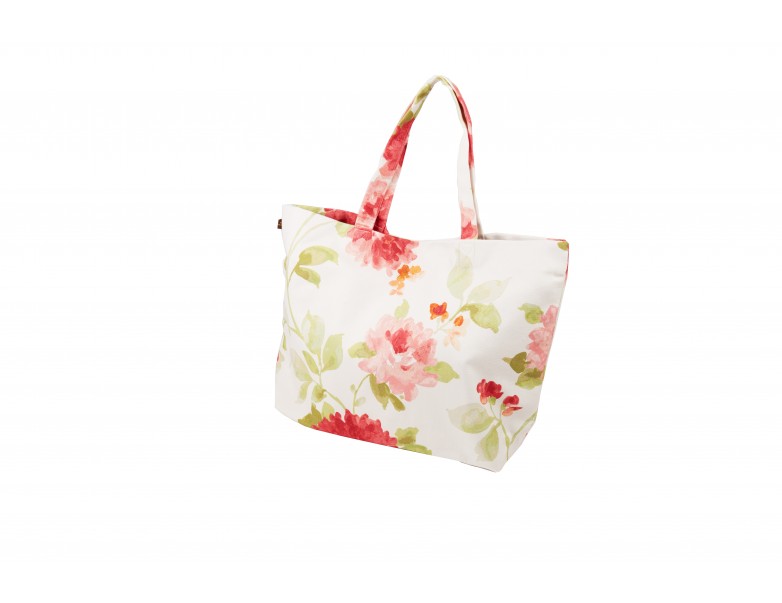 Shopping Bag - White W/ Pink Floral